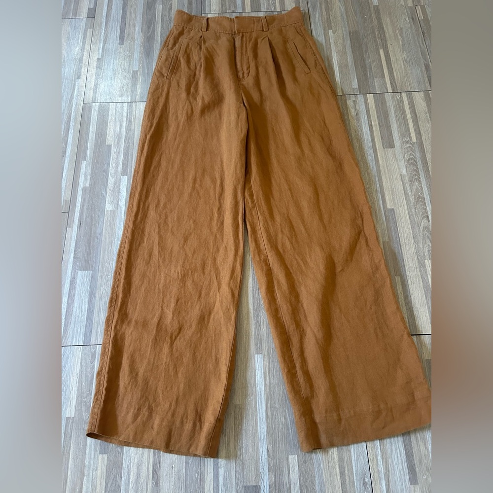 Everlane The Linen Way-high Drape Pant in Caramel Size 4 100% linen